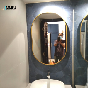 Oval Mirror with Gold Aluminum Frame