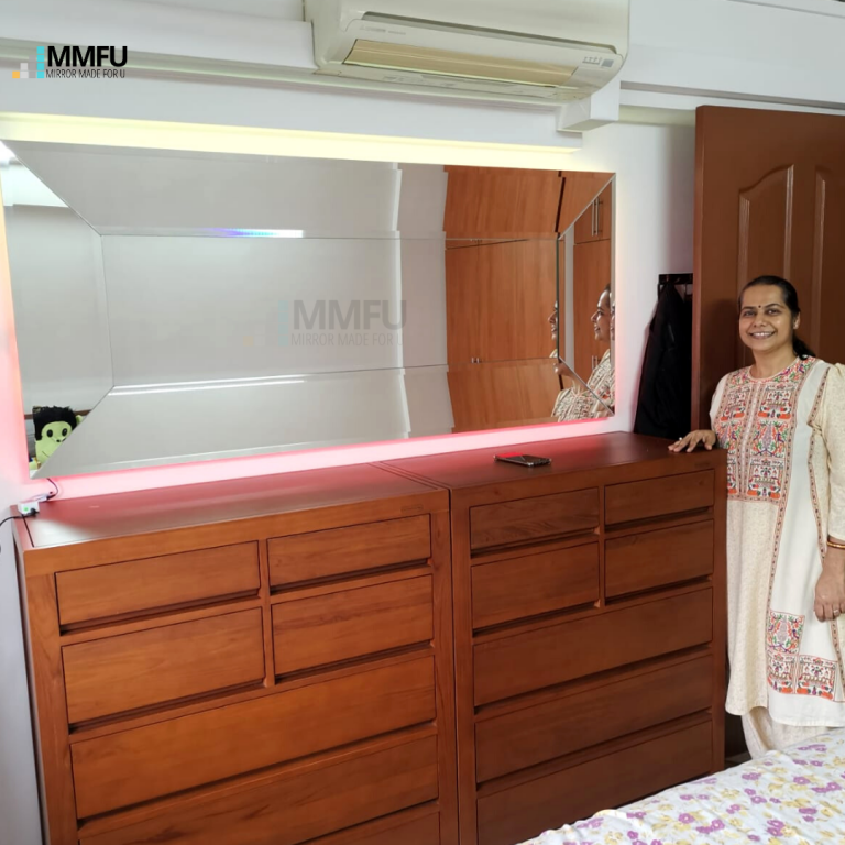 3D LED Mirror in Bedroom
