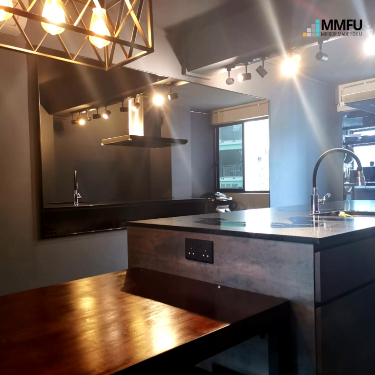 Customised Tinted Grey Mirror with Anodized Aluminium Frame