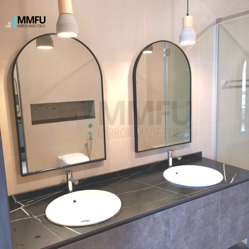 Arch Mirror with Black Anodized Aluminium Frame