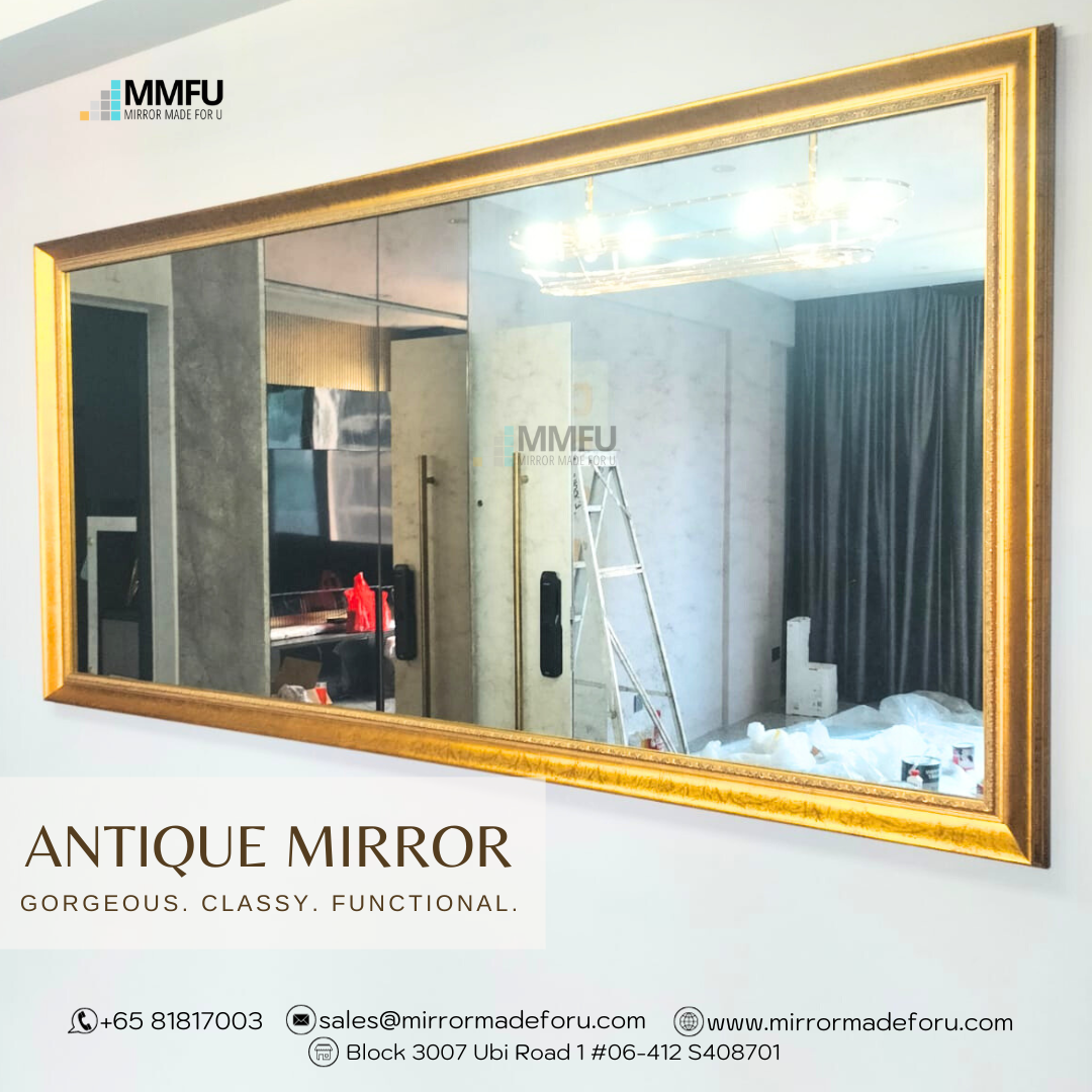Antique Mirror with Wooden Frame