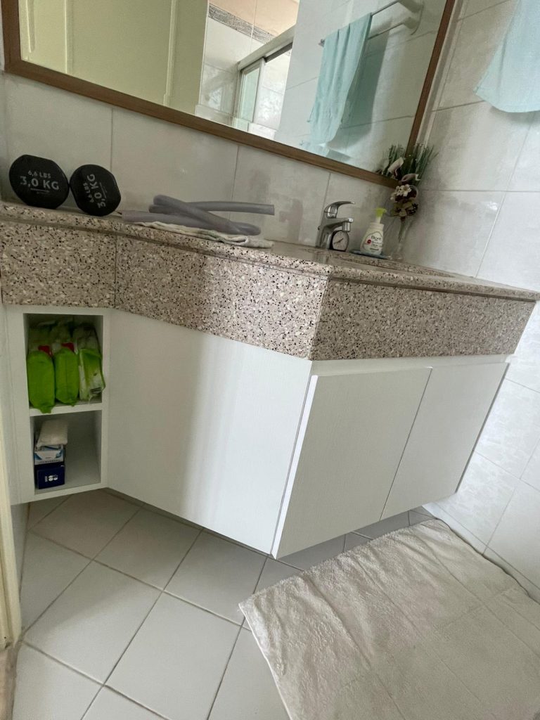 Wooden Cabinet in Bathroom